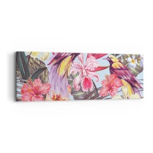 Tablou pe pânză - Petale și pene - 90x30 cm