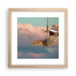 Poster în ramă de stejar deschis - Distracție în nori - 30x30 cm