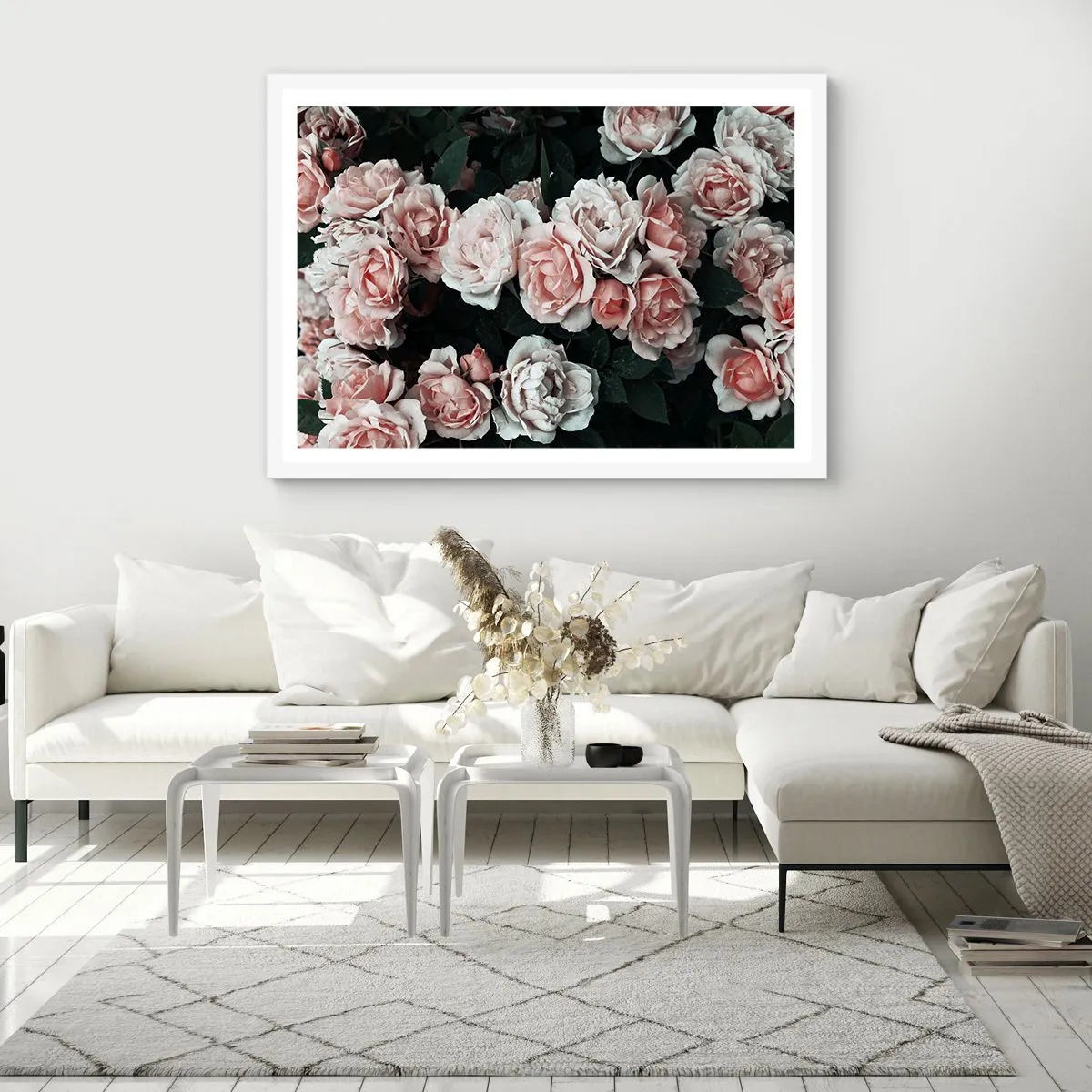 Poster în ramă albă - Ansamble de trandafiri - 70x50 cm