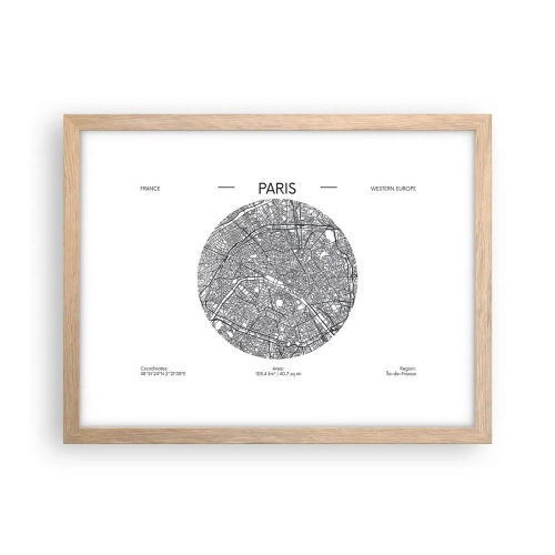 Poster în ramă de stejar deschis - Anatomia Parisului - 40x30 cm