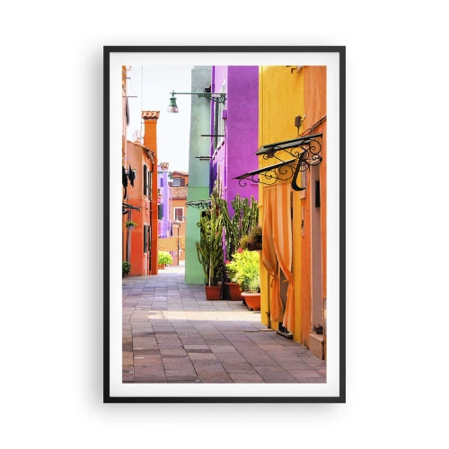 Poster în ramă neagră - Aleea curcubeului - 61x91 cm