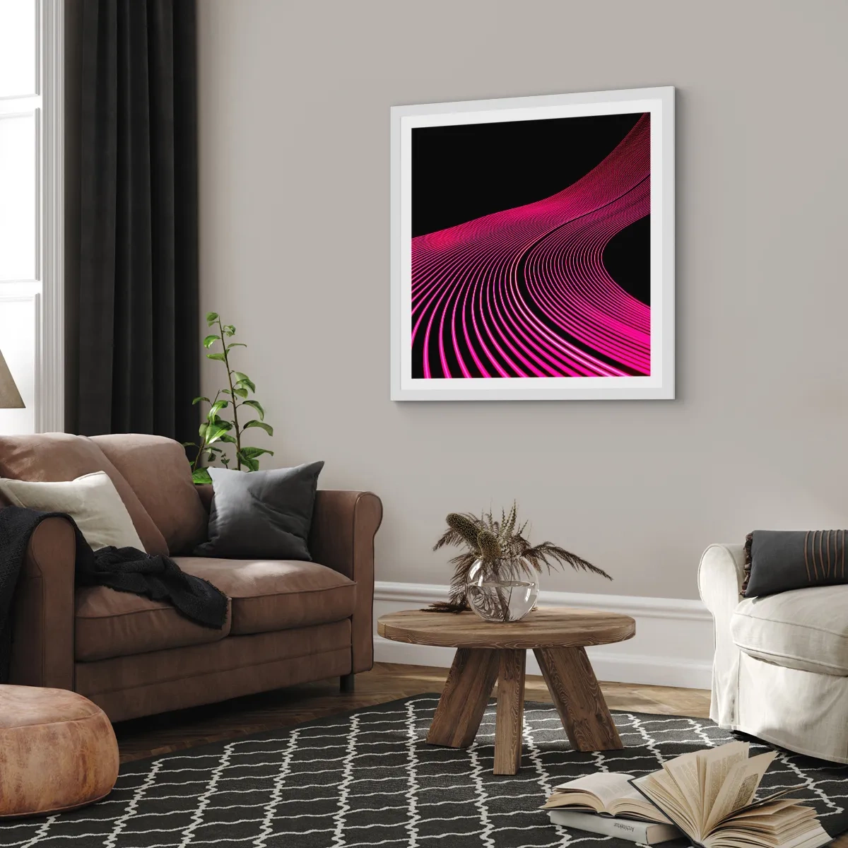 Poster în ramă albă - Bulevardul de lumină - 40x40 cm