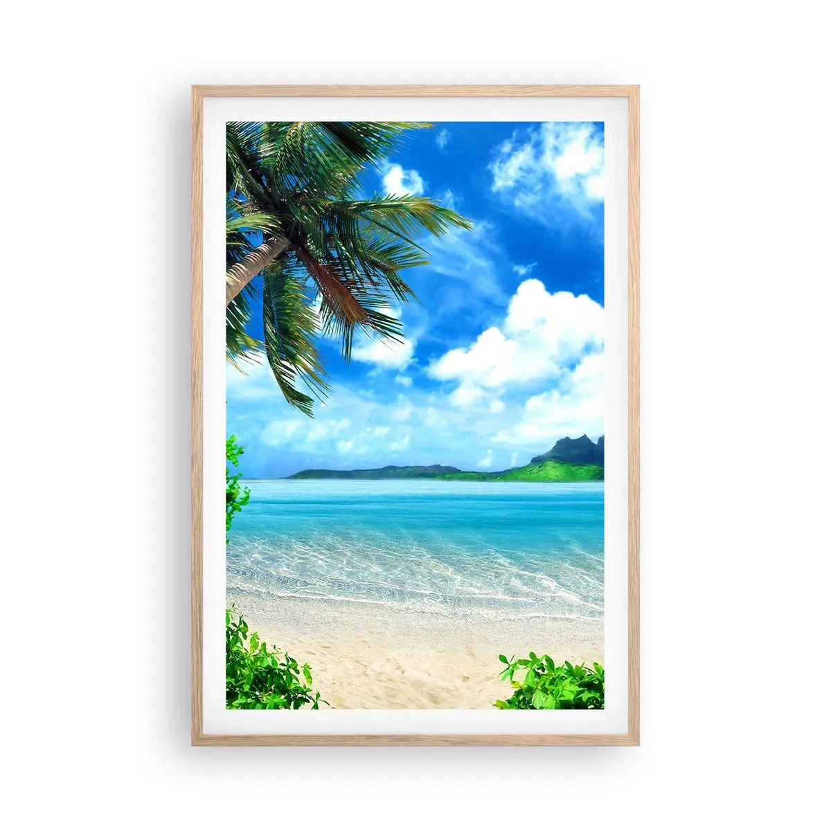Poster în ramă de stejar deschis - Azur de la tropice - 61x91 cm