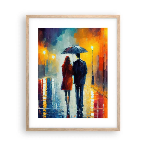 Poster în ramă de stejar deschis - Împreună - o noapte plină de culoare - 40x50 cm