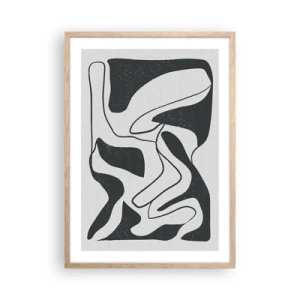 Poster în ramă de stejar deschis - Distracție abstractă în labirint - 50x70 cm