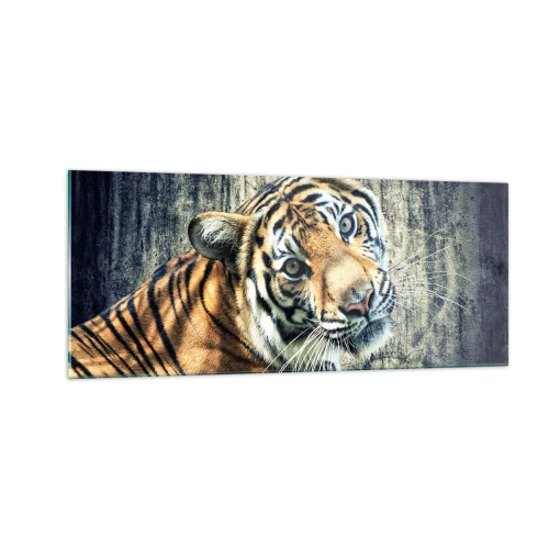 Tablou pe sticlă - Portret în fluxuri de lumină - 100x40 cm