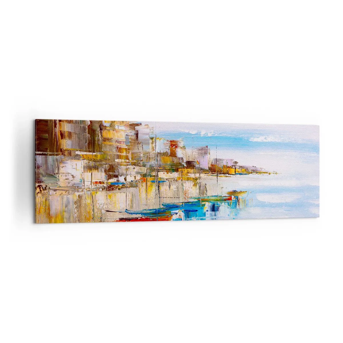 Tablou pe pânză - Port urban multicolor - 160x50 cm