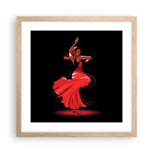 Poster în ramă de stejar deschis - Spiritul înflăcărat al flamenco-ului - 40x40 cm