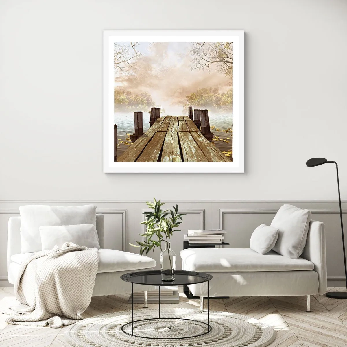 Poster în ramă albă - Tristețea blândă a toamnei - 50x50 cm