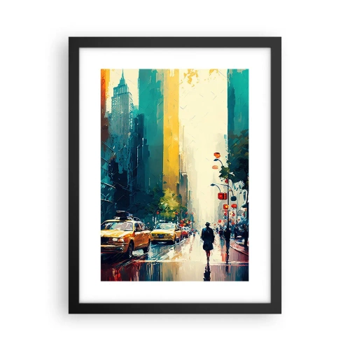 Poster în ramă neagră - New York - aici și ploaia este colorată - 30x40 cm