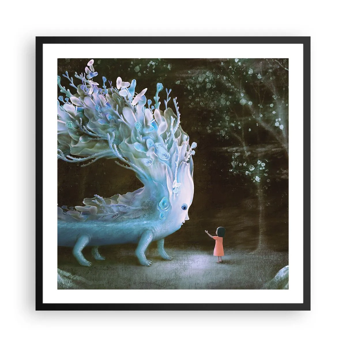 Poster în ramă neagră - Întâlnire fantastică - 60x60 cm