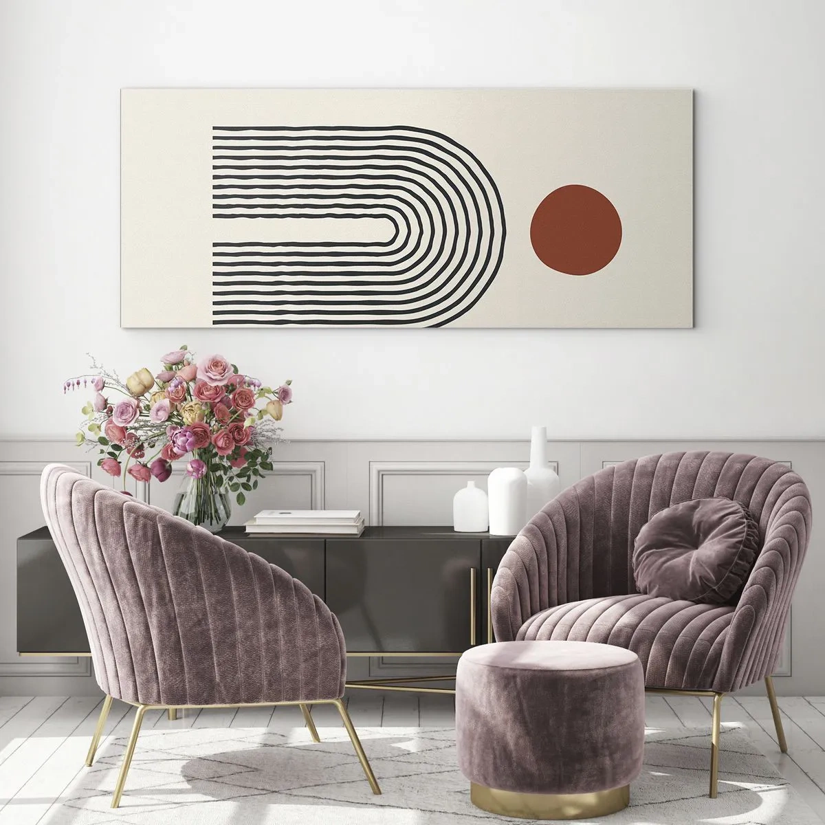 Tablou pe sticlă - Magnetismul formelor și al culorilor - 120x50 cm