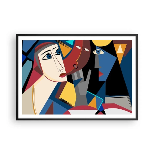 Poster în ramă neagră - Discuția cubiștilor - 100x70 cm