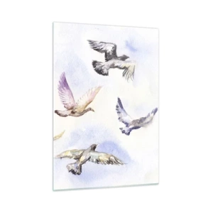 Tablou pe sticlă - Libertatea în gri și albastru - 50x70 cm