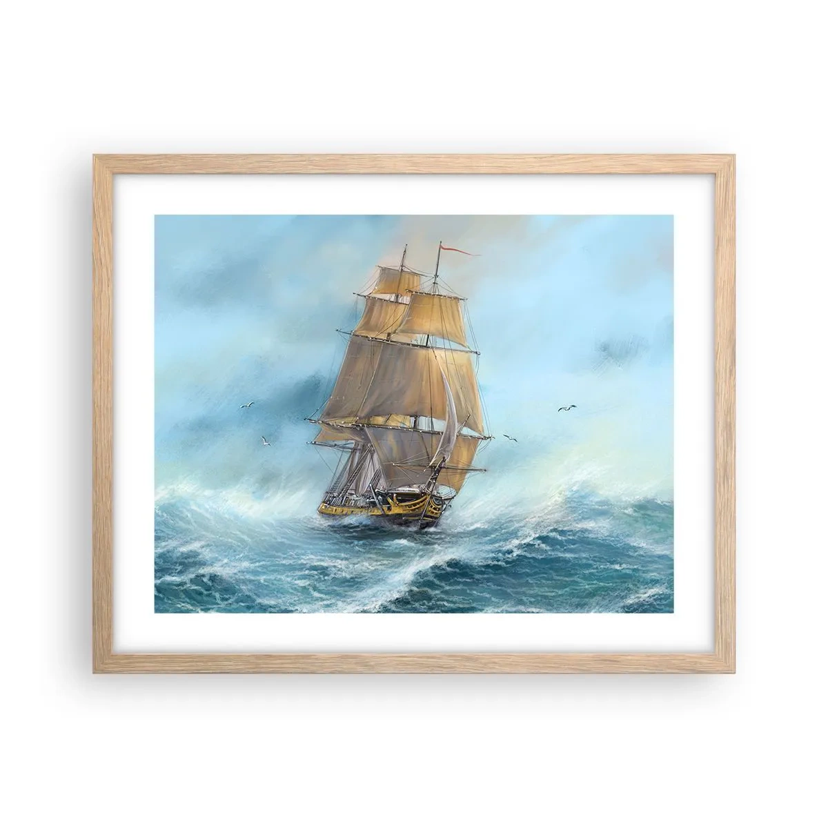 Poster în ramă de stejar deschis - Rulează pe valuri - 50x40 cm