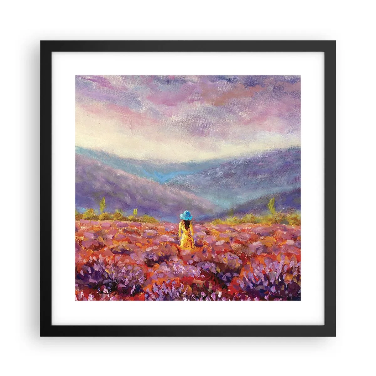Poster în ramă neagră - Într-o lume de lavandă - 40x40 cm