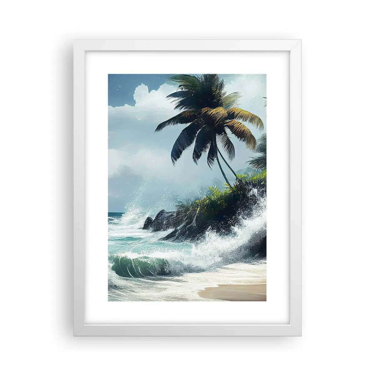 Poster în ramă albă - Pe un țărm tropical - 30x40 cm