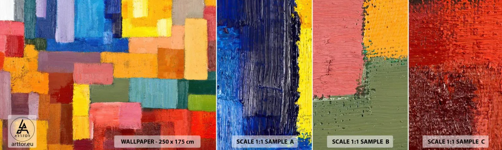 Mostră de Tapet Standard Eco - Fiecare diferită, toate colorate - Abstracția, Bucată, Model modern - 100x30 cm