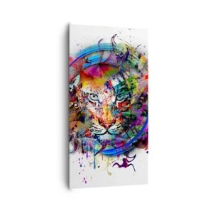 Tablou pe pânză - Ascunzându-se în spatele voalului curcubeu - 65x120 cm