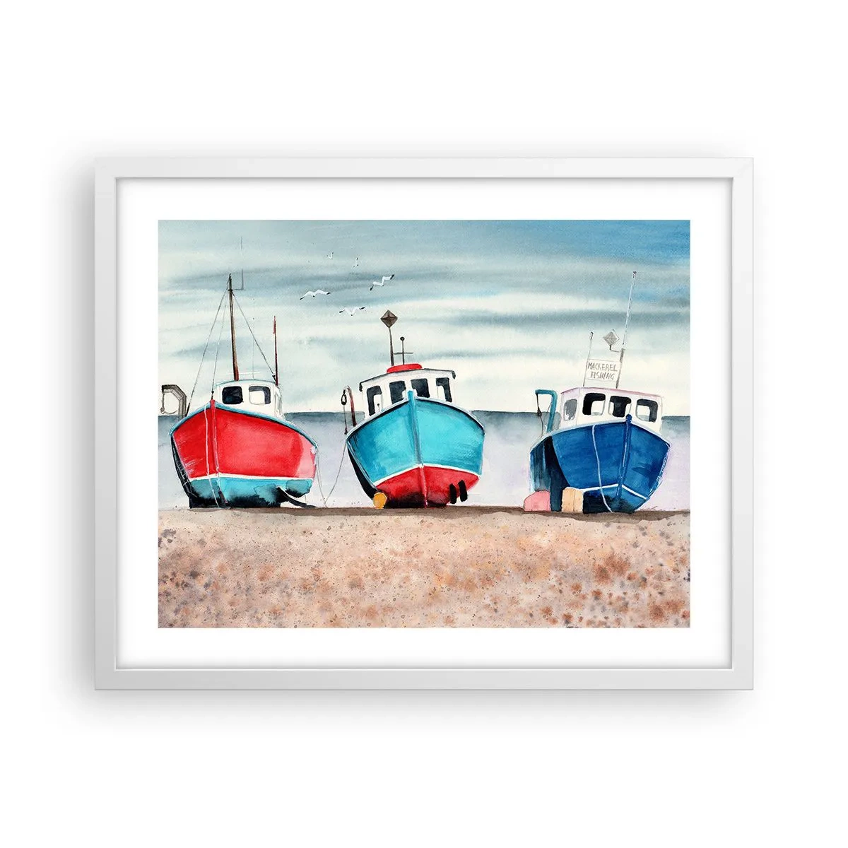 Poster în ramă albă - Gata pentru pescuit - 50x40 cm