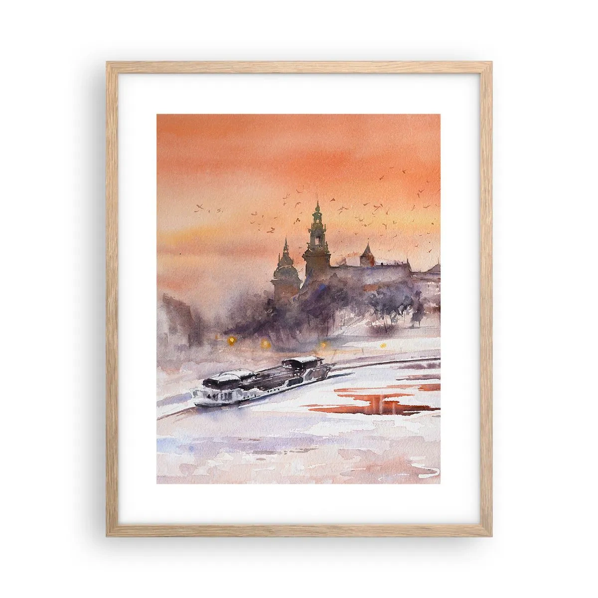 Poster în ramă de stejar deschis - Apus de soare regal - 40x50 cm