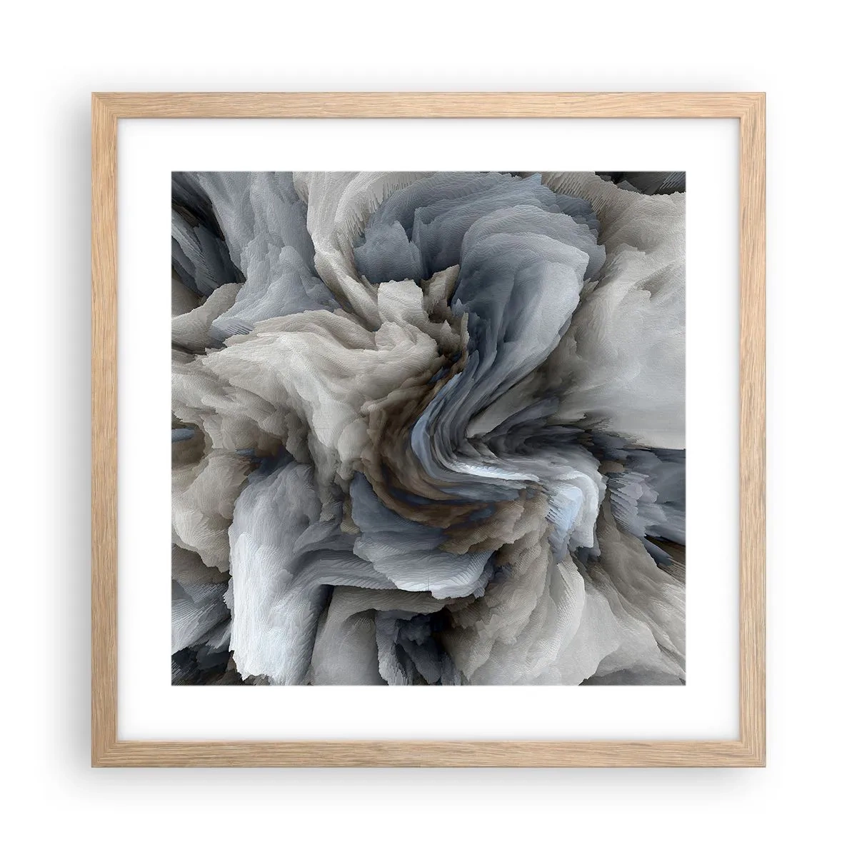 Poster în ramă de stejar deschis - Piatră și floare - 40x40 cm