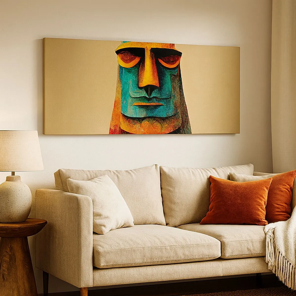 Tablou pe pânză - Statuie, dar simpatică - 100x40 cm