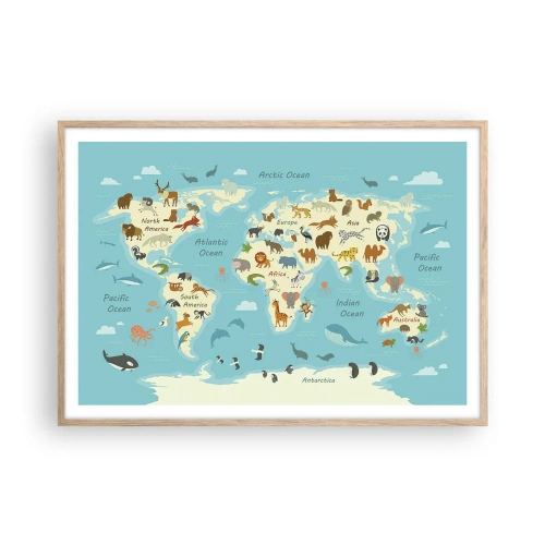 Poster în ramă de stejar deschis - Vecini buni - 100x70 cm