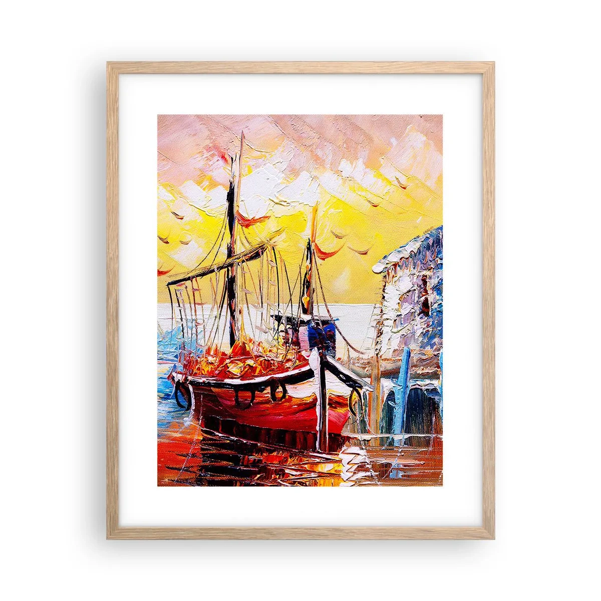 Poster în ramă de stejar deschis - Întoarcere fericită - 40x50 cm