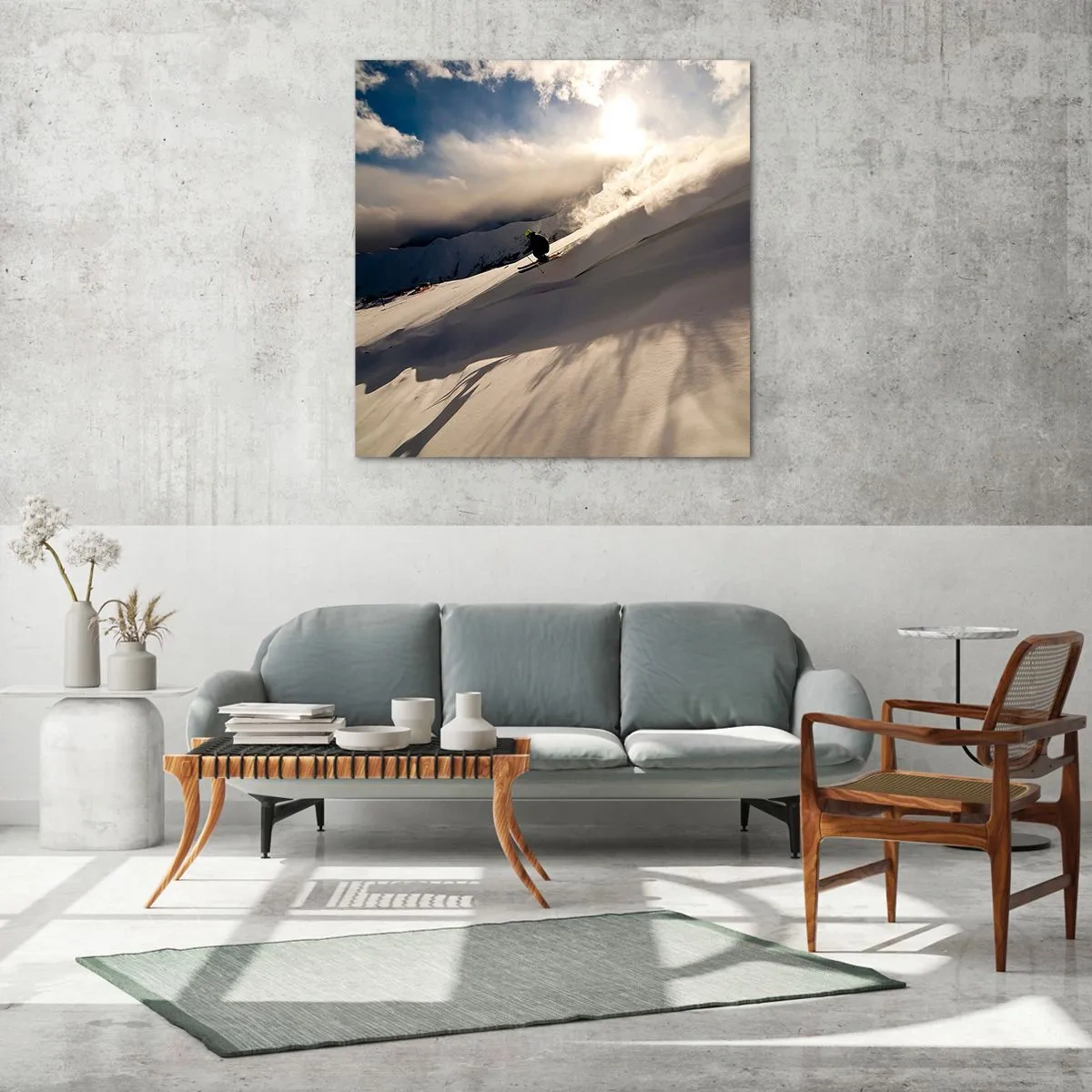 Tablou pe sticlă - Provocarea munților - 70x70 cm