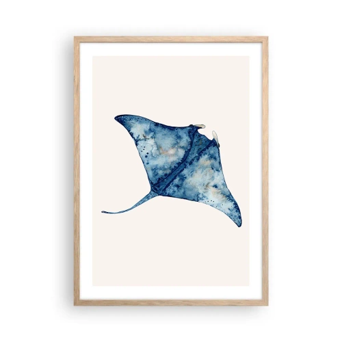 Poster în ramă de stejar deschis - Viața în albastru - 50x70 cm