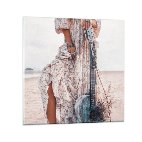 Tablou pe sticlă - Hippie pe drum - 60x60 cm