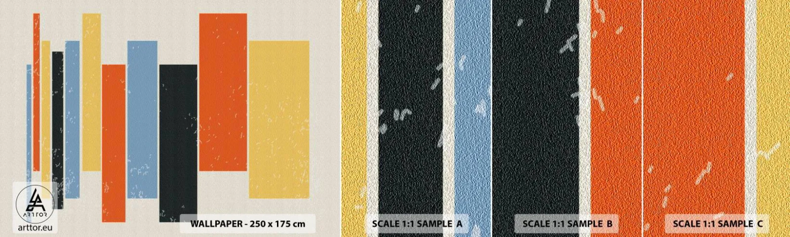 Mostră de Tapet Standard Eco - Înregistrare muzicală - Minimalism, dreptunghiuri, Forme - 100x30 cm