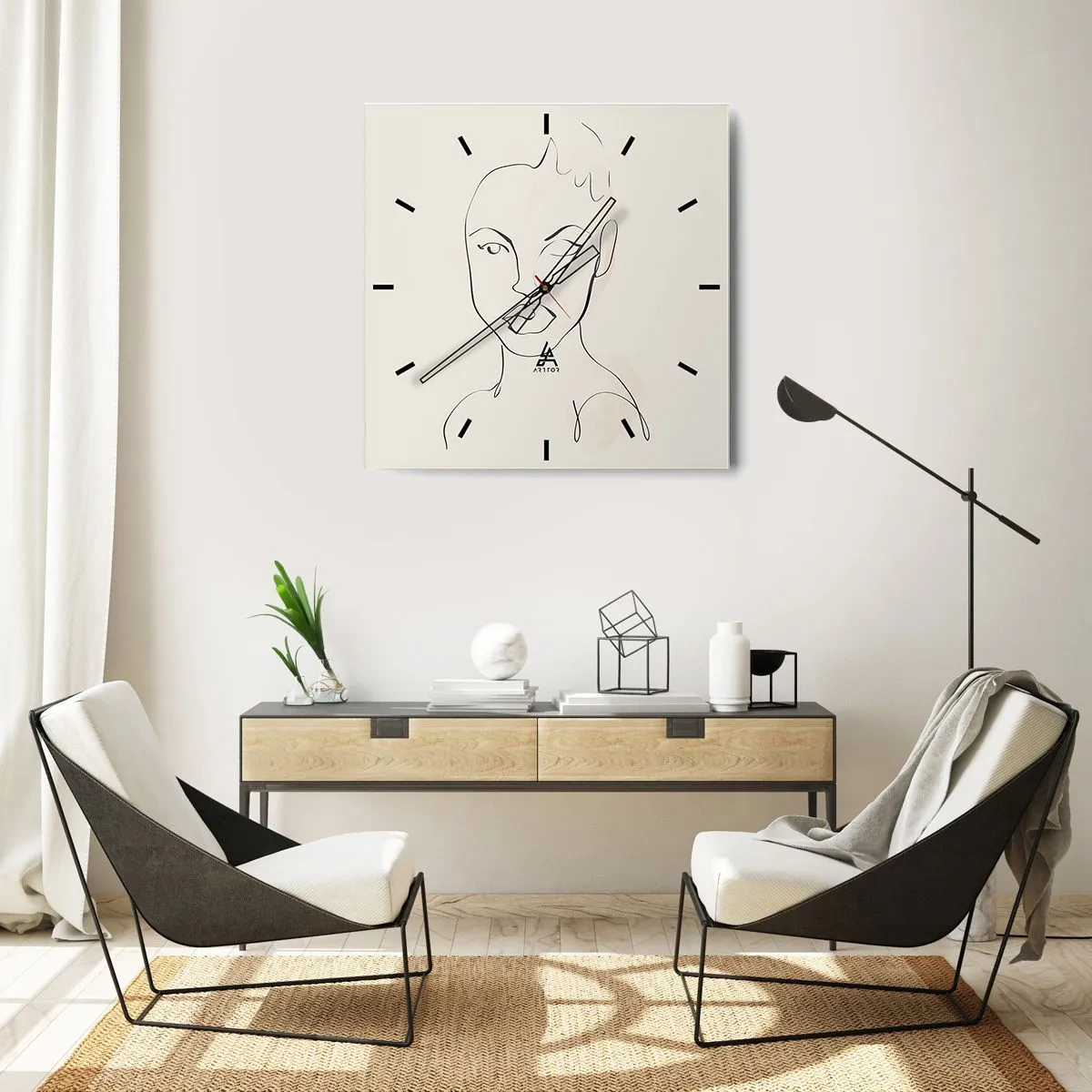 Ceas de perete - Ceas pe sticlă - Schiță de senzualitate - 40x40 cm
