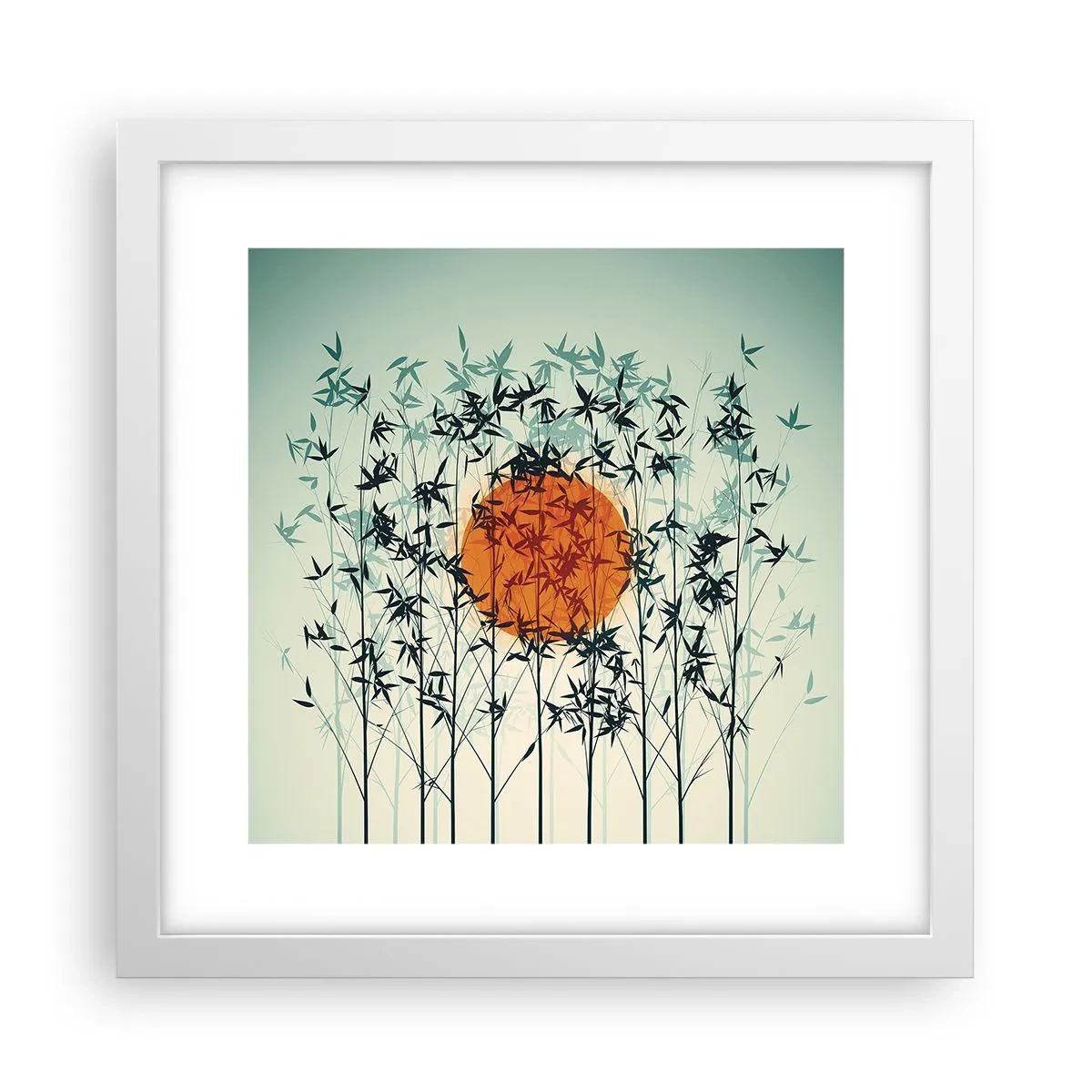 Poster în ramă albă - Soarele japonez - 30x30 cm