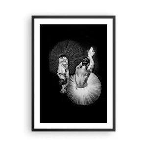 Poster în ramă neagră - Balerine într-o fotografie alb-negru văzută de sus - 50x70cm - Yin și yang - echilibrul perfect - Decorațiune modernă pentru perete pentru living și dormitor ARTTOR