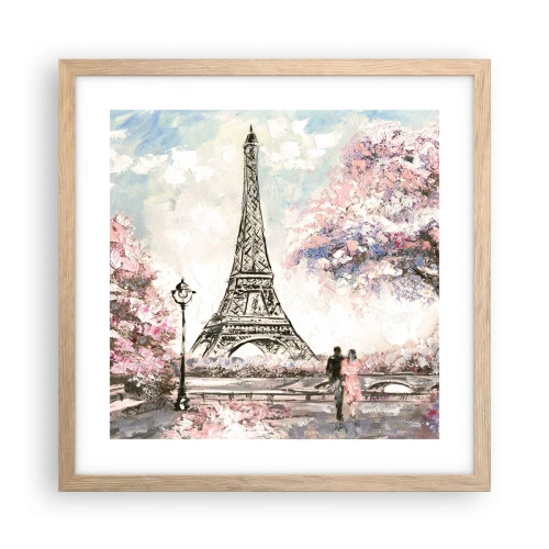 Poster în ramă de stejar deschis - Plimbare în aprilie la Paris - 40x40 cm