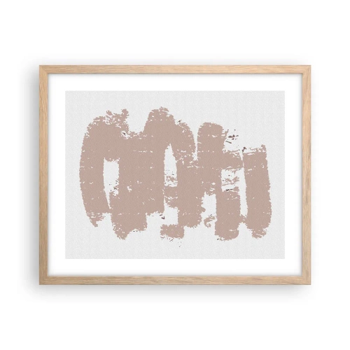 Poster în ramă de stejar deschis - Abstracție în roz moale - 50x40 cm