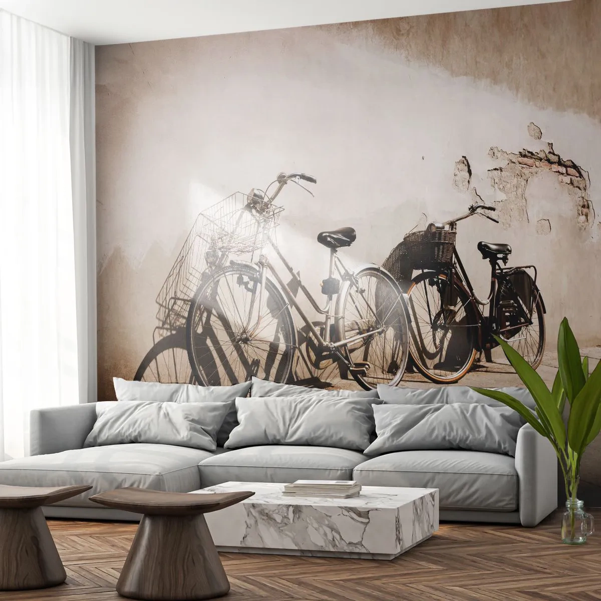 Tapet Premium Canvas - Farmecul de neuitat al trecutului - Bicicleta, excursie, Epocă - 250x175 cm