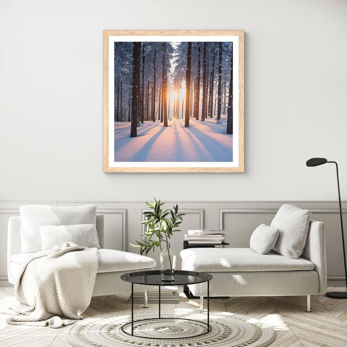 Poster în ramă de stejar deschis - În mod clar în alb și negru - 40x40 cm