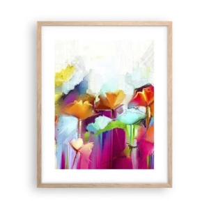 Poster în ramă de stejar deschis - Curcubeul înflorit - 40x50 cm
