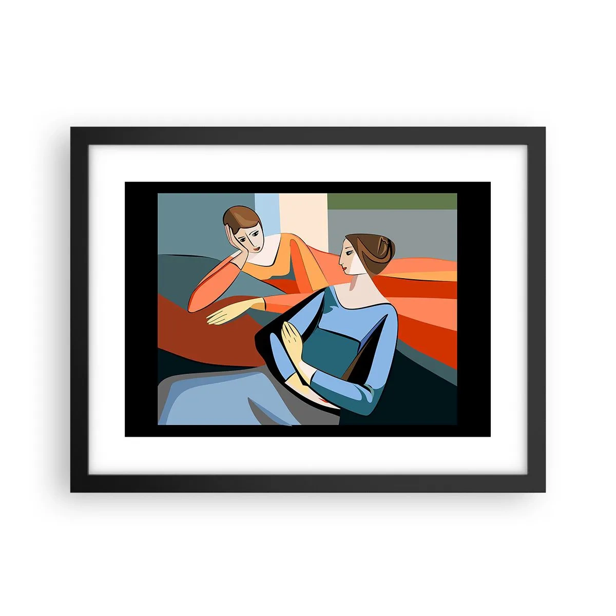 Poster în ramă neagră - Un moment de confidențe - 40x30 cm