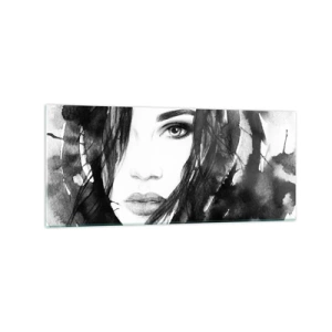 Tablou pe sticlă - Studiu unei dame în alb și negru - 120x50 cm