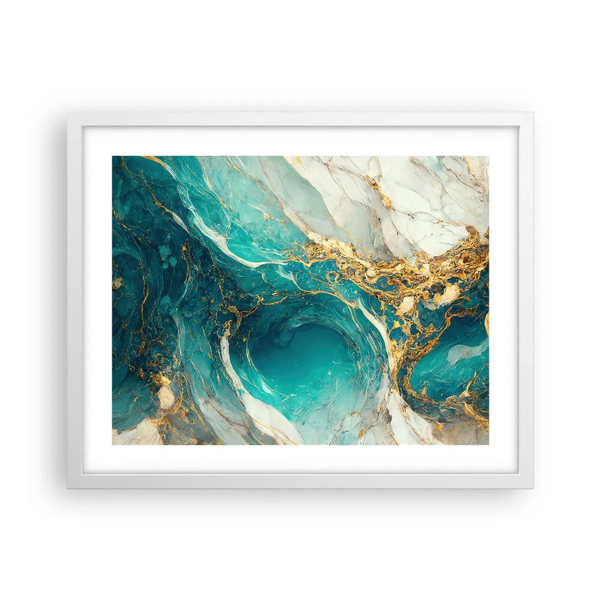 Poster în ramă albă - Compoziție cu vene aurii - 50x40 cm
