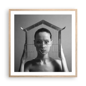 Poster în ramă de stejar deschis - Un portret oarecum suprarealist - 60x60 cm