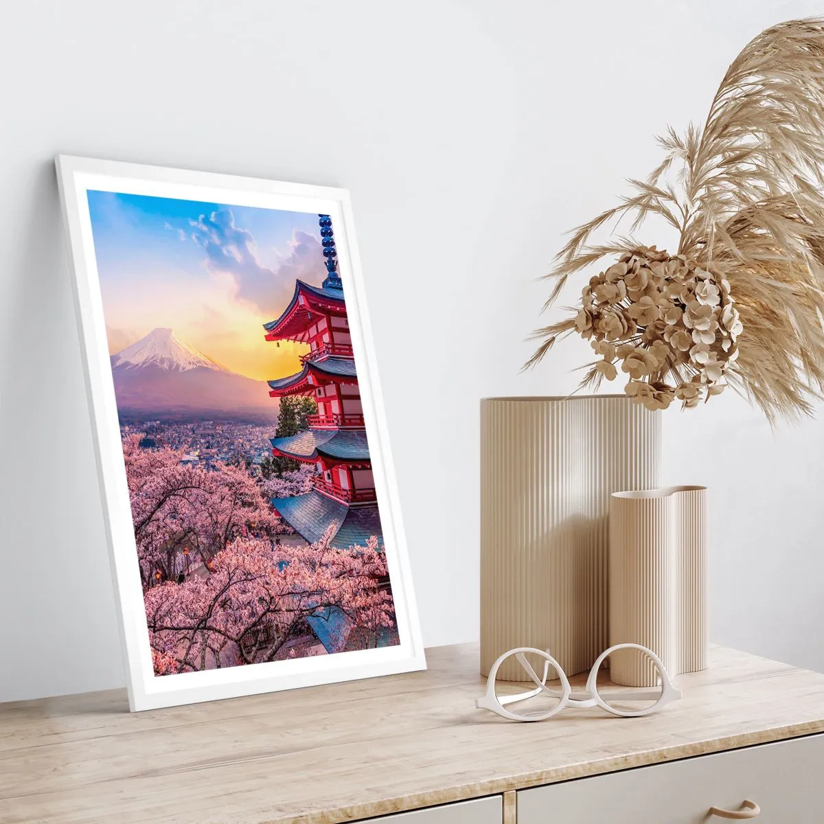 Poster în ramă albă - Esența spiritului japonez - 70x100 cm