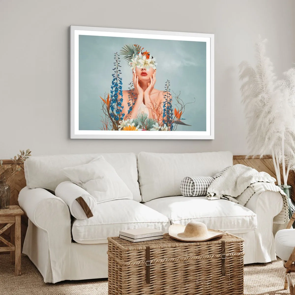 Poster în ramă albă - Femeia floare - 40x30 cm