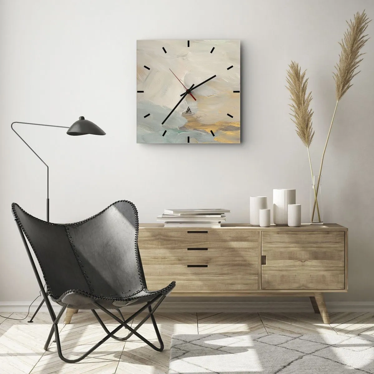 Ceas de perete - Ceas pe sticlă - Abstracție - lumea blândeții - 30x30 cm