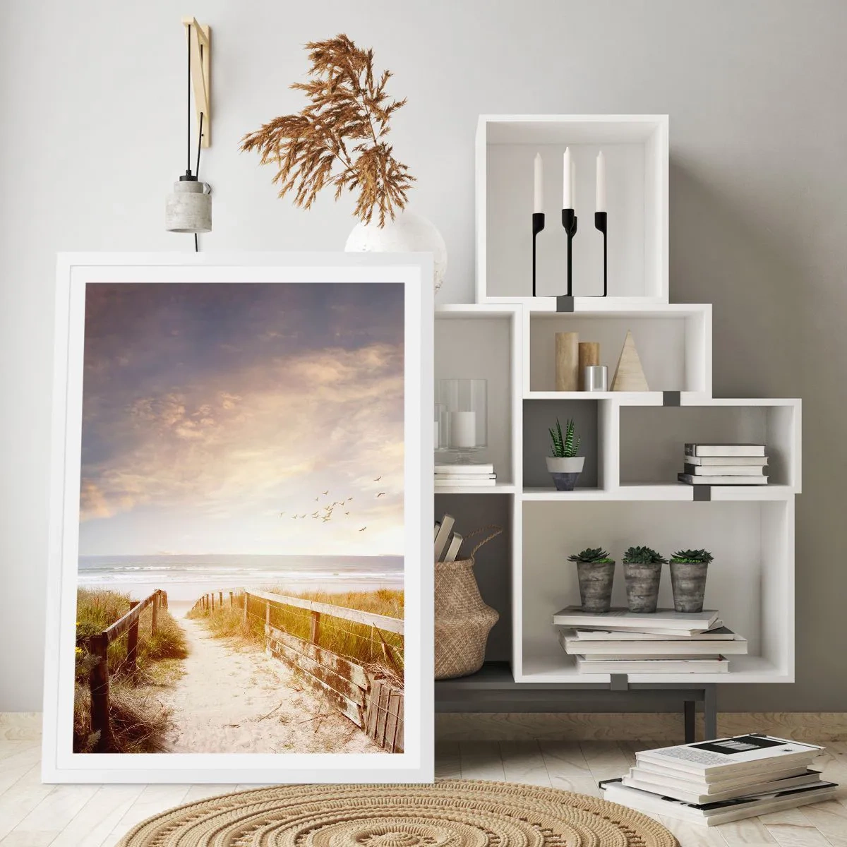 Poster în ramă albă - Spațiu pentru liniște - 61x91 cm