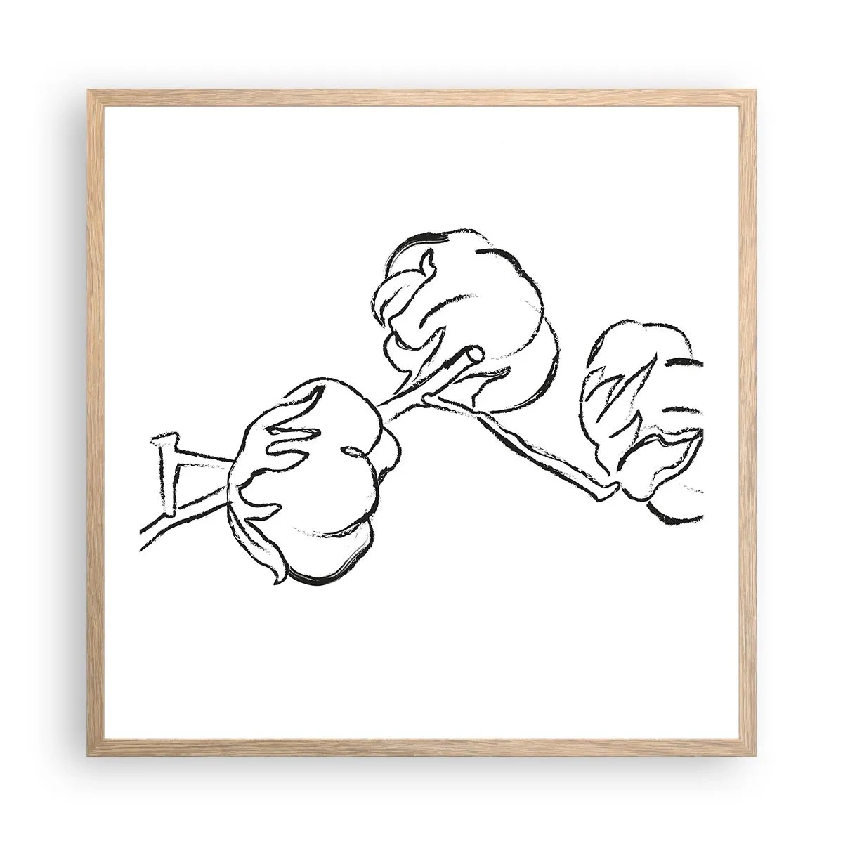 Poster în ramă de stejar deschis - Pufuri de bumbac - 60x60 cm